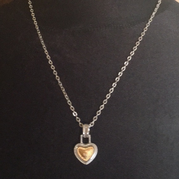 Silver and gold tone with white sapphire heart - Picture 2 of 8